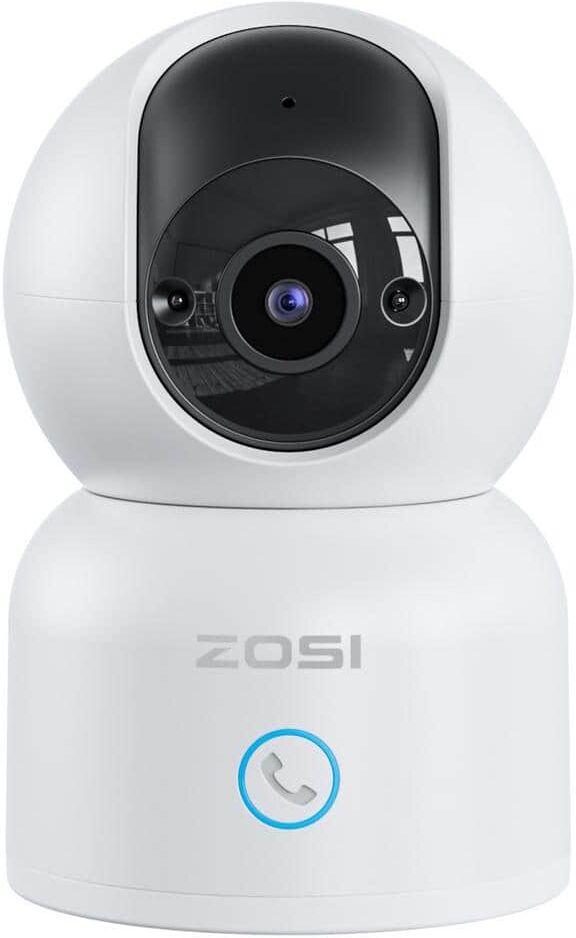 ZOSI 360-Degree PTZ Smart 3 MP 2K Wired Home Security Camera, 2.4/5GHz Baby and Pet Monitor, 1 Touch Call, 2-Way Audio