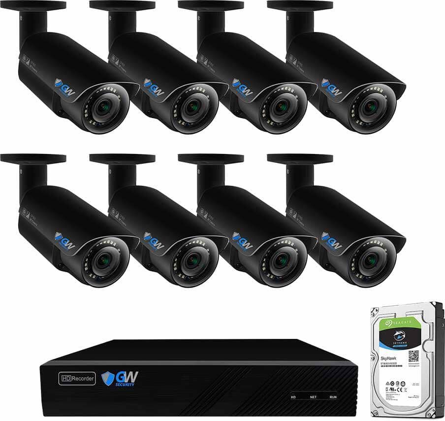 GW Security 8-Channel 8MP 2TB NVR Security Camera System 8 Wired Bullet Cameras 2.8mm-12mm Motorized Lens Human/Vehicle Detection