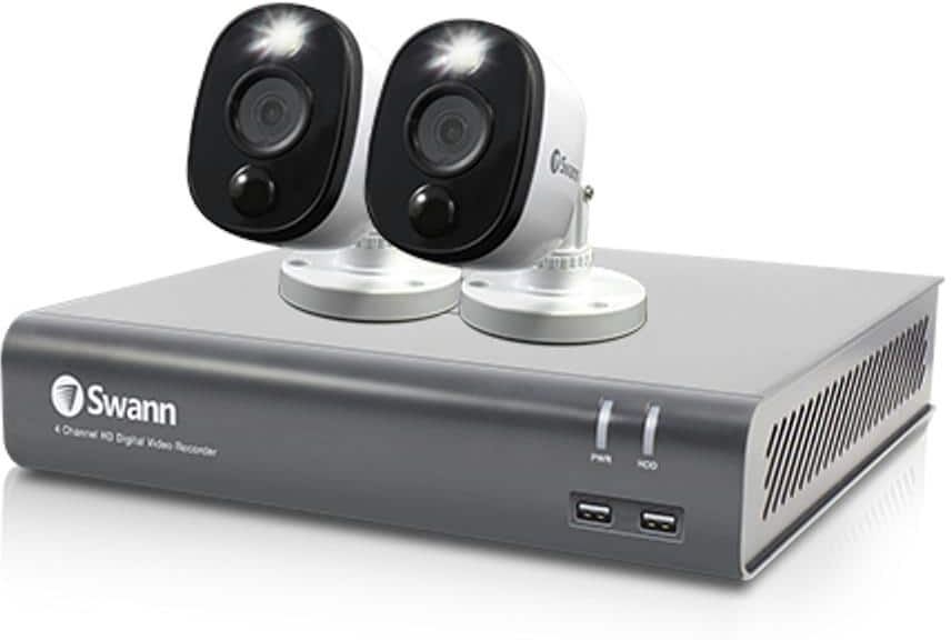 Swann DVR-4580 4-Channel 1080p 1TB DVR Security System with Two 1080p Wired Bullet Cameras