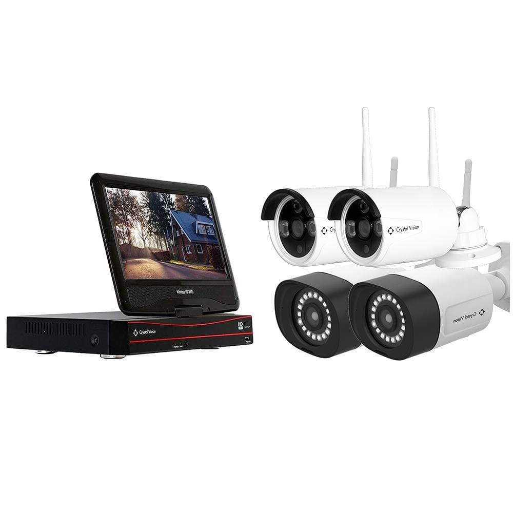 Crystal Vision 8CH AI-Powered NVR and 10.1 in. Monitor kit ( 2x 3MP AI-Powered Cameras Plus 2x Floodlight Audio and Siren Cameras)