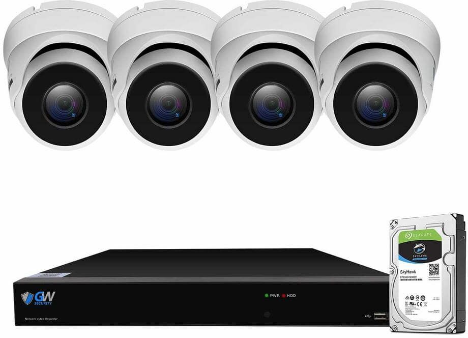 GW Security 8-Channel 8MP 1TB NVR Smart Security Camera System with 4 Wired Bullet Cameras 3.6 mm Fixed Lens Artificial Intelligence