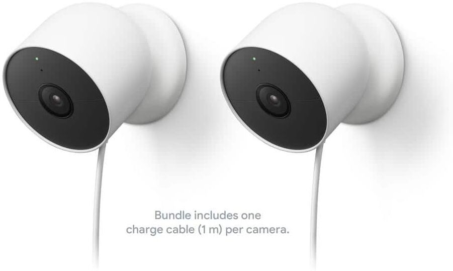 Google Nest Cam (Battery) - Outdoor or Indoor Security Camera (2-Pack) + Additional Charge Cable (1M)