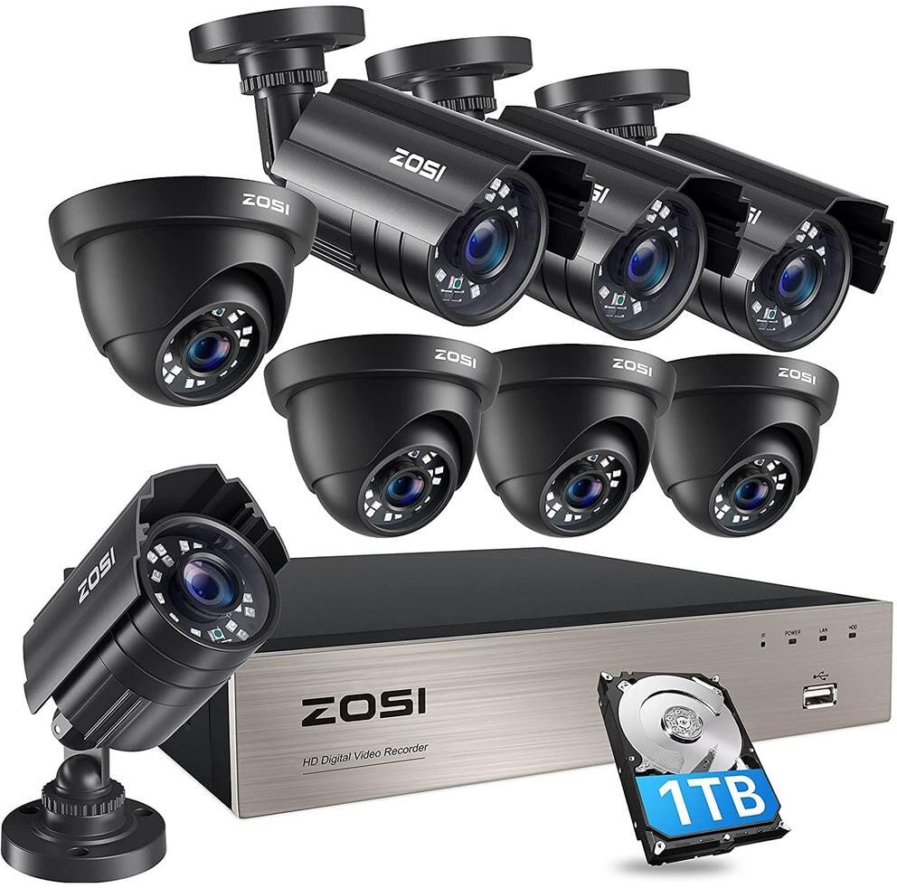 ZOSI 8-Channel 5 MP-Lite 1TB Hard Drive Home Security Camera System with 1080p 4 Wired Bullet Camera and 4 Dome Camera