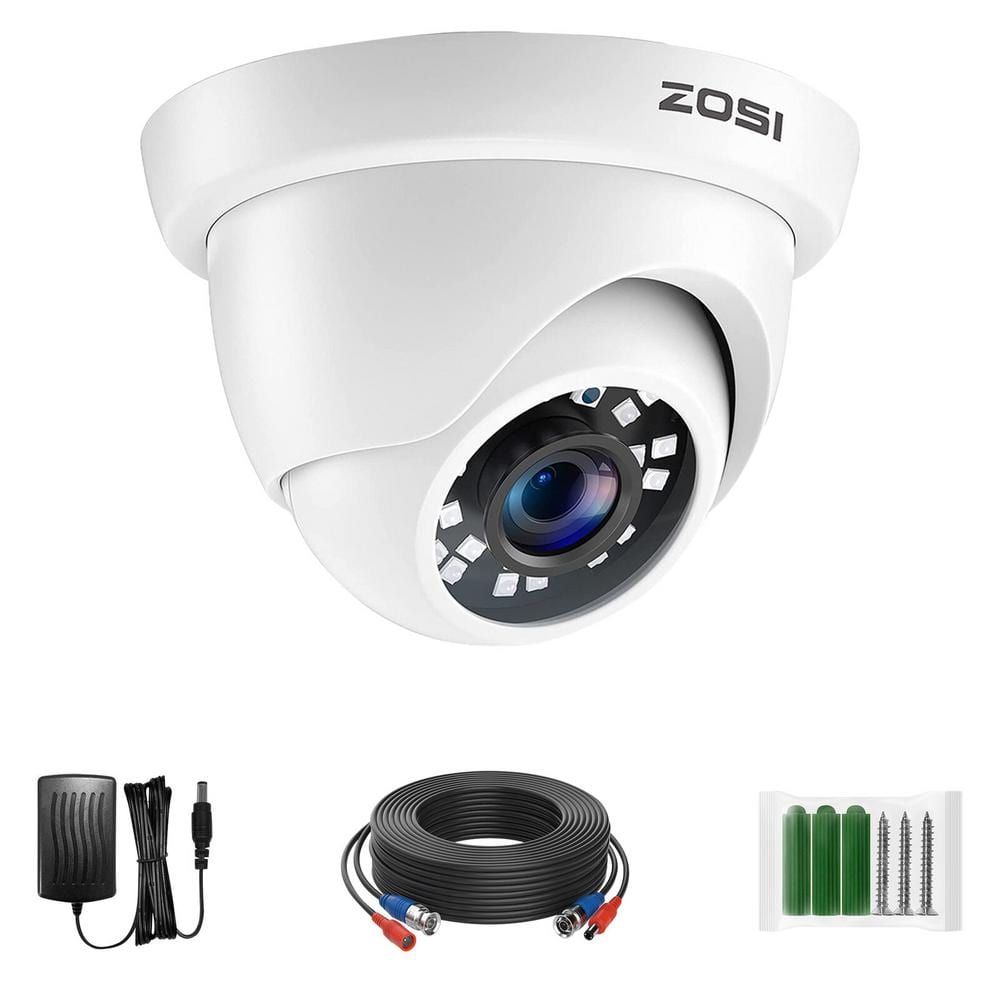 ZOSI Wired 1080p Outdoor 4-in-1 Dome Security Camera Compatible for TVI/CVI/AHD/CVBS DVR, 80 ft. Night Vision