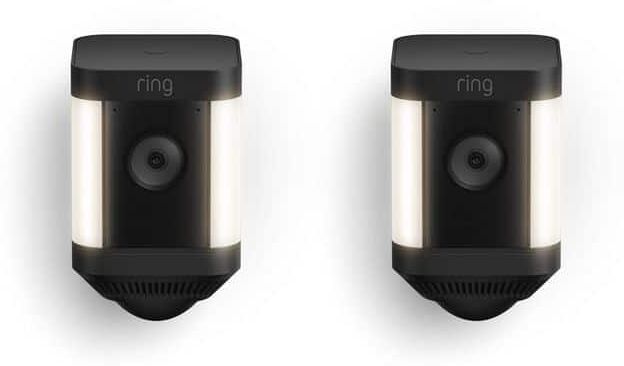 Ring Spotlight Cam Plus, Battery - Smart Security Video Camera with LED Lights, 2-Way Talk, Color Night Vision, Black, 2-Pack