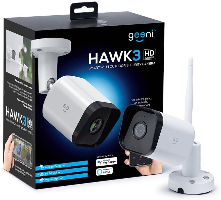 Geeni Hawk 3 Indoor/Outdoor HD 1080p Wi-Fi Wired Standard Security Camera IP65 Weatherproof with Remote Access