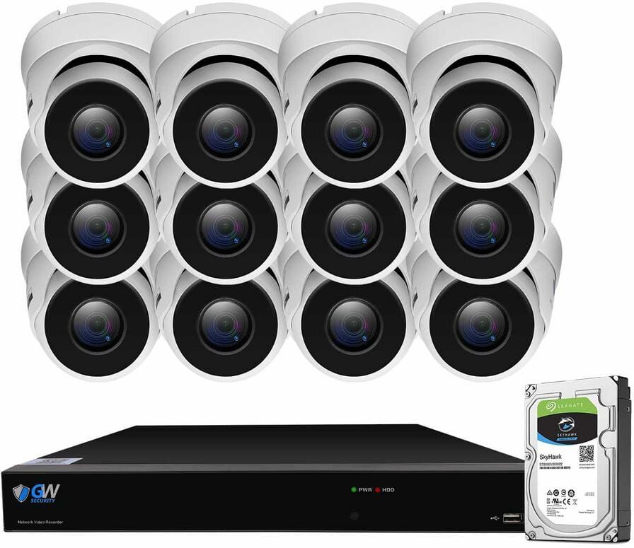 GW Security 16-Channel 8MP 4TB NVR Smart Security Camera System w/ 12 Wired Bullet Cameras 3.6 mm Fixed Lens Artificial Intelligence