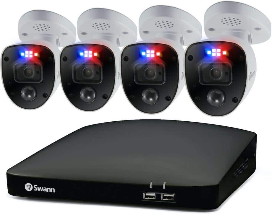 8-Channel 4K UHD 2TB DVR Security Camera System with 4 Wired SwannForce Bullet Cameras and Loud Siren