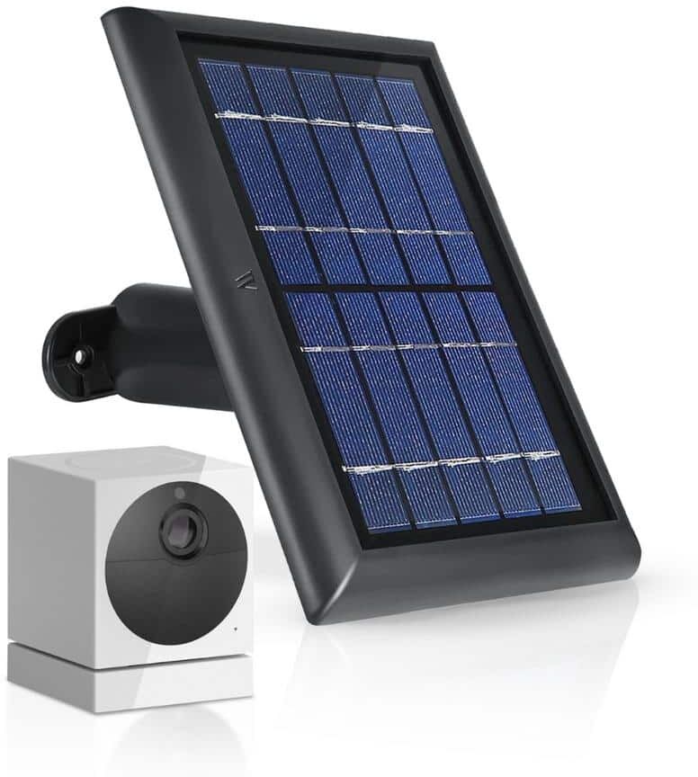 Wasserstein 2-Watt 5-Volt Black Solar Panel for Wyze Cam Outdoor - Power Your Surveillance Camera Continuously (1-Pack)