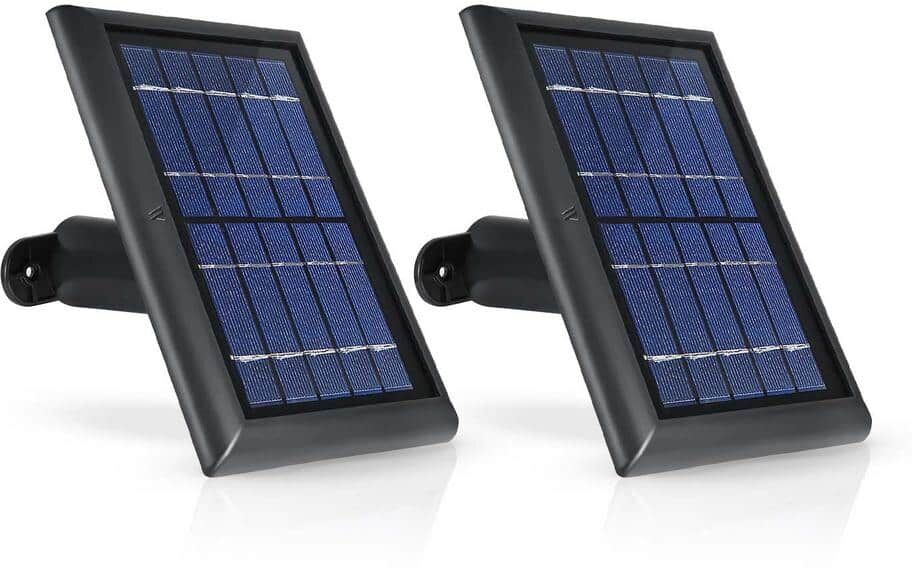 Wasserstein 2-Watt 5-Volt Black Solar Panel for Wyze Cam Outdoor - Power Your Surveillance Camera Continuously (2-Pack)