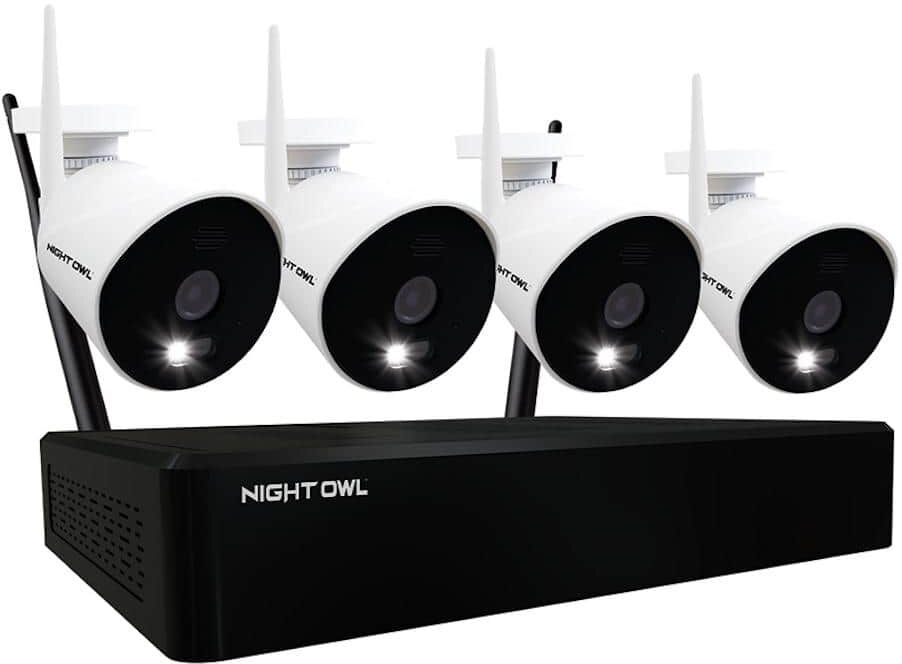 Night Owl 10-Channel 1080P 1TB NVR Security Camera System with 4 AC Wireless Bullet Spotlight Cameras