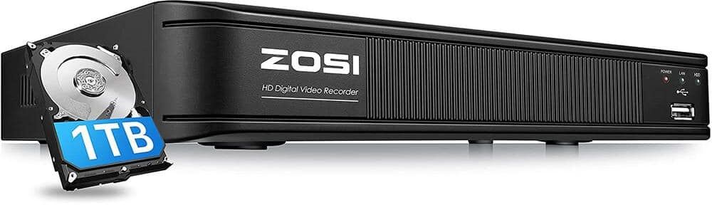 ZOSI 1080p 8-Channel Surveillance DVR Recorder Security 1TB Hard Drive for HD-TVI, CVI, CVBS, AHD 720p/1080p CCTV Camera