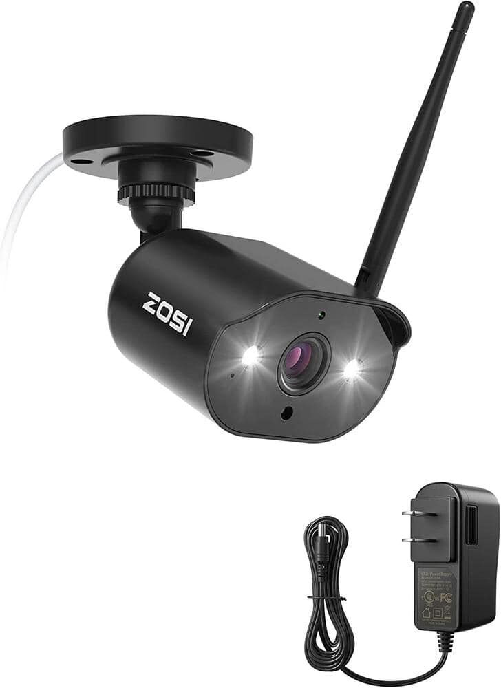 ZOSI ZG3023A 3MP Add-on Wireless Home Security Camera, Only Work with NVR Model ZR08JP ZR08LL, Black