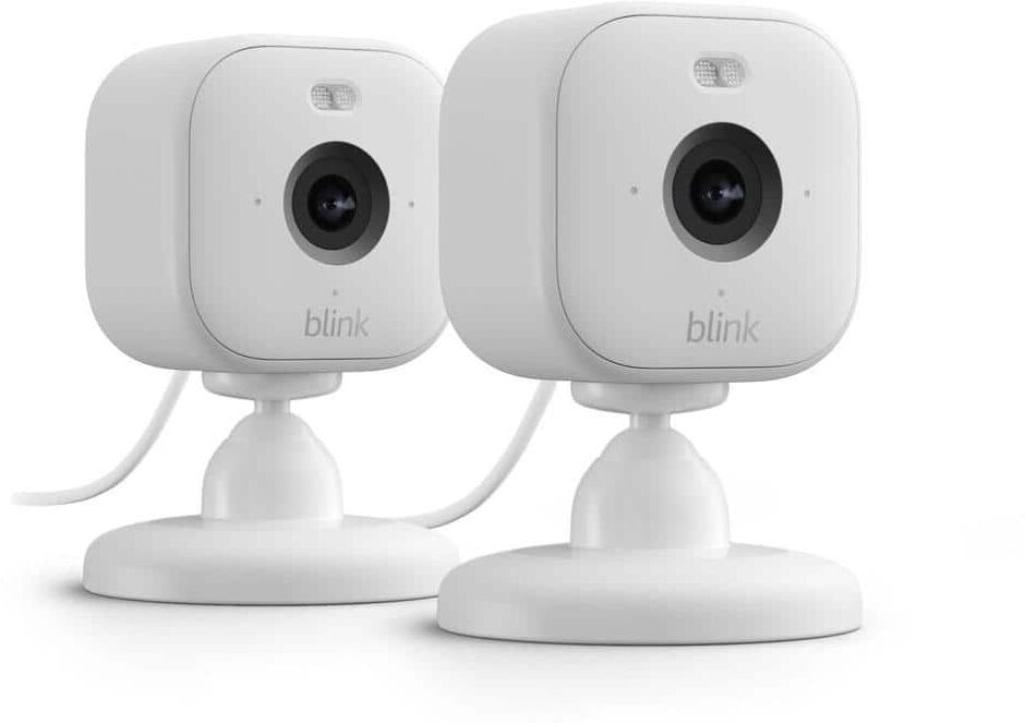 Blink Mini 2 Wired Indoor/Outdoor Smart Security Camera with 1080p HD, 2-way talk & audio, Color Night Vision, White (2-Pack)