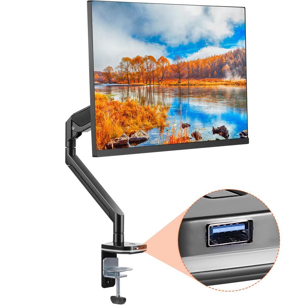 VEVOR Monitor Mount  Screen Adjustable Single Mount with USB Supports 13-35 in. Gas Computer Monitor Arm Holds 26 lbs.