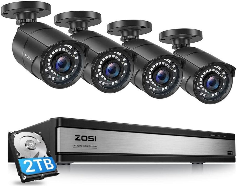 ZOSI 16-Channel 5MP-Lite 2TB DVR Security Camera System with 4-Wired 1080P Outdoor Surveillance Cameras