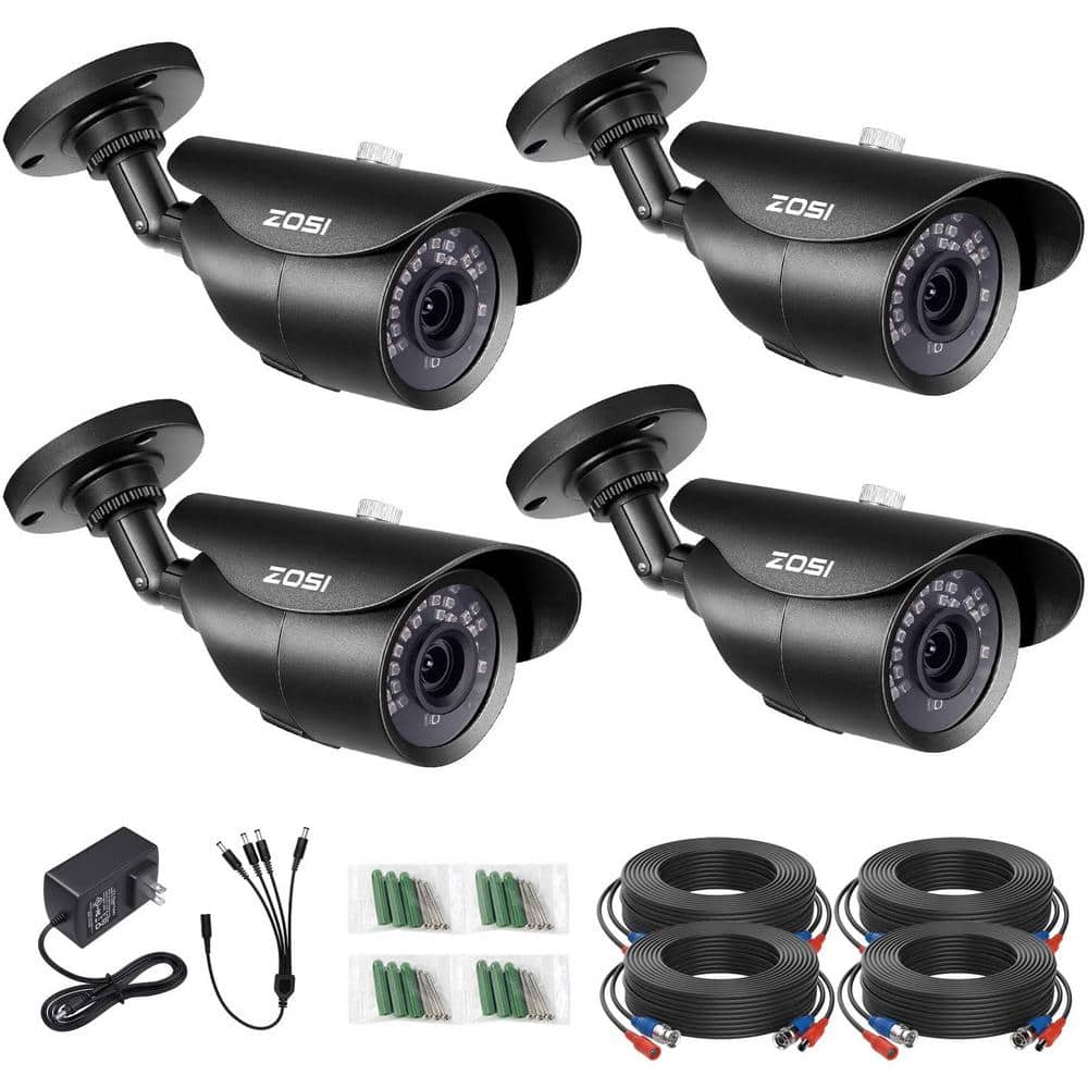 ZOSI 1080p Wired Outdoor Bullet Home Security Camera Compatible with TVI DVR (4-Cameras)