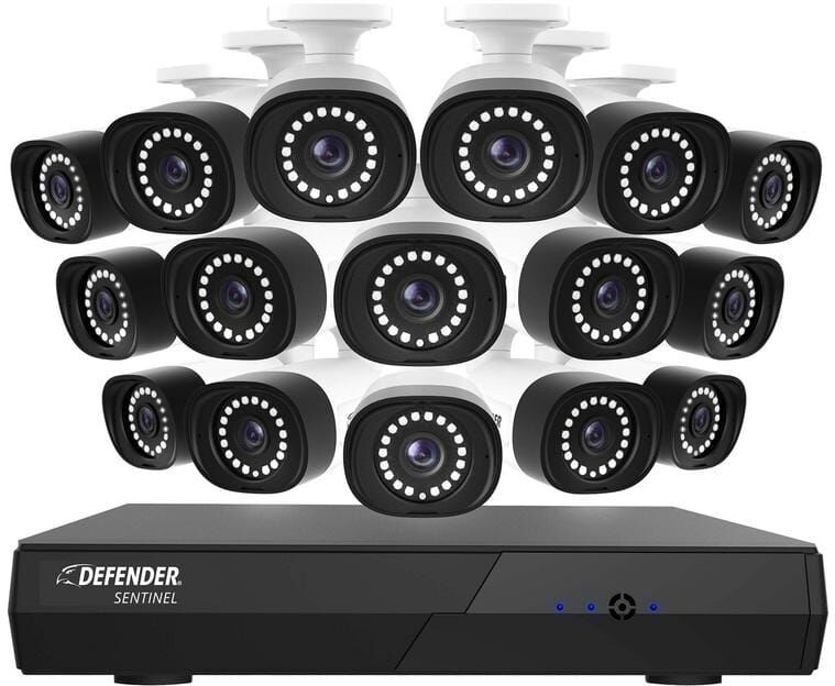 Defender Sentinel 4K Ultra HD Wired NVR 16 Channel Security Camera System with 16 POE Cameras with Smart Human Detection and App