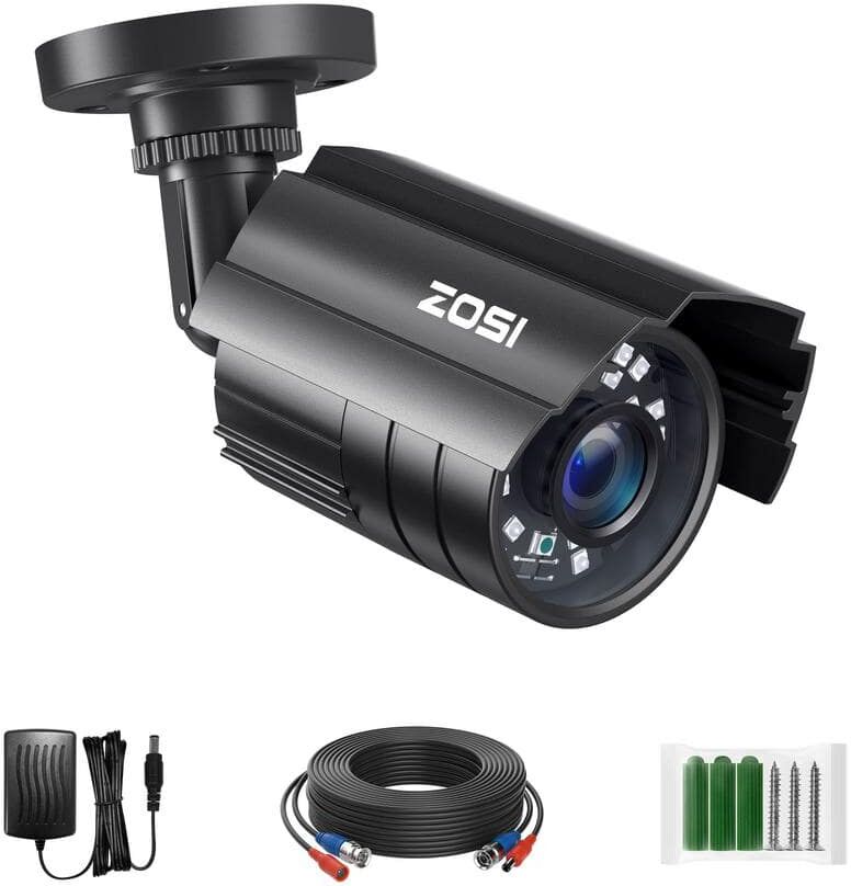 ZOSI Wired 1080p Outdoor/Indoor Bullet Security Camera 4-in-1 Compatible for 1080p/720p TVI/CVI/AHD/CVBS DVR, IP67 Waterproof