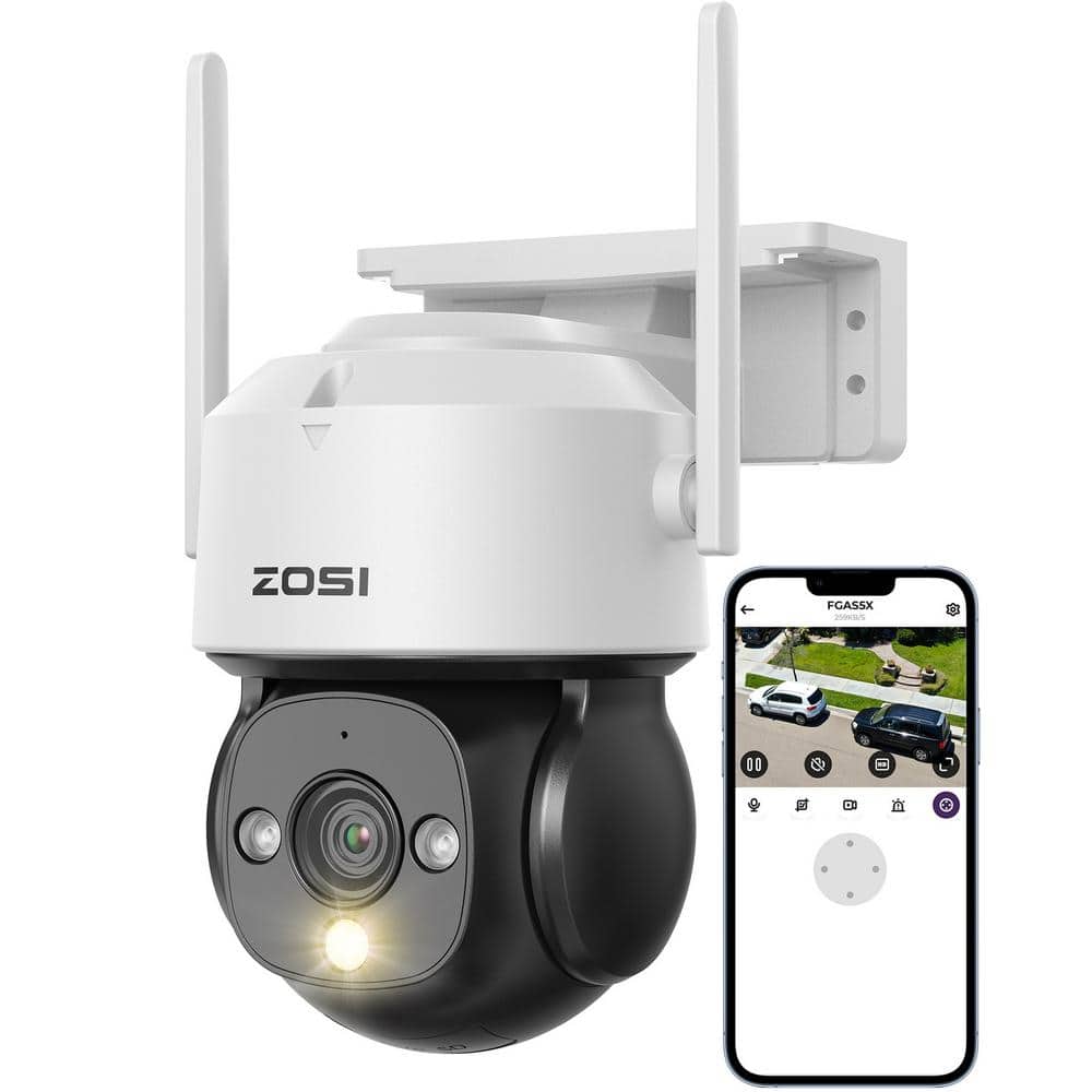 ZOSI 360-Degree PTZ 4 MP 2.5K Wi-Fi Outdoor Wireless Home Security Camera, AI Person Vehicle Detection, Color Night Vision