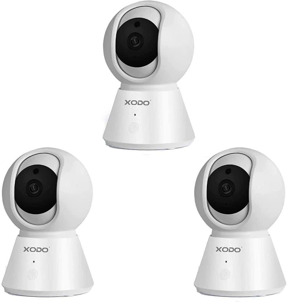 Xodo E6 Wireless Wi-Fi Security Camera 1080P HD Baby Monitor, Pan & Tilt, IP Camera, Sound Detection, Video Playback (3-Pack)