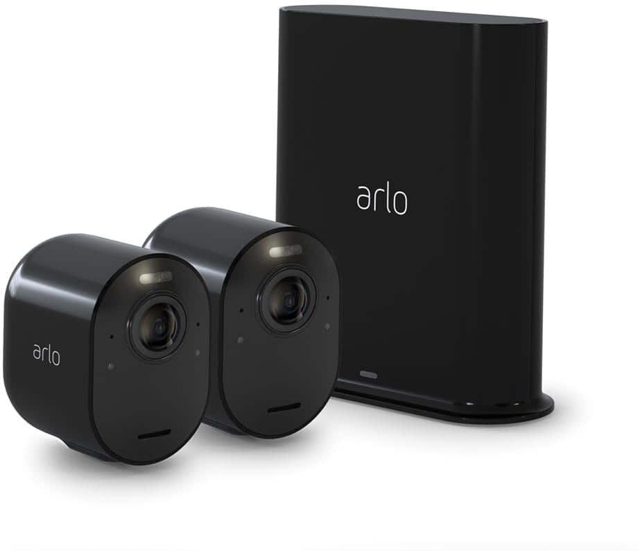 Arlo Ultra 2 Spotlight Camera - Wireless Security, 4K Video & HDR, Color Night Vision, 2-Way Audio, 2 Pack, Black