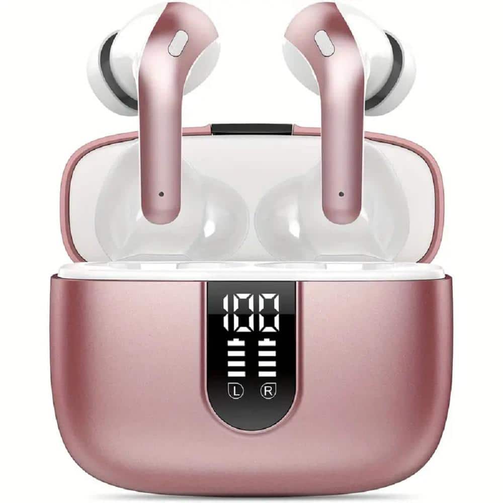 Etokfoks Pink Wireless Bluetooth Noise Cancelling Earbud and In-Ear Earbuds