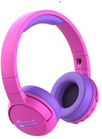 CONTIXO Kid Safe 85dB On Ear Foldable Wireless Bluetooth Headphone, Built-In Micro Phone (Pink + Purple)