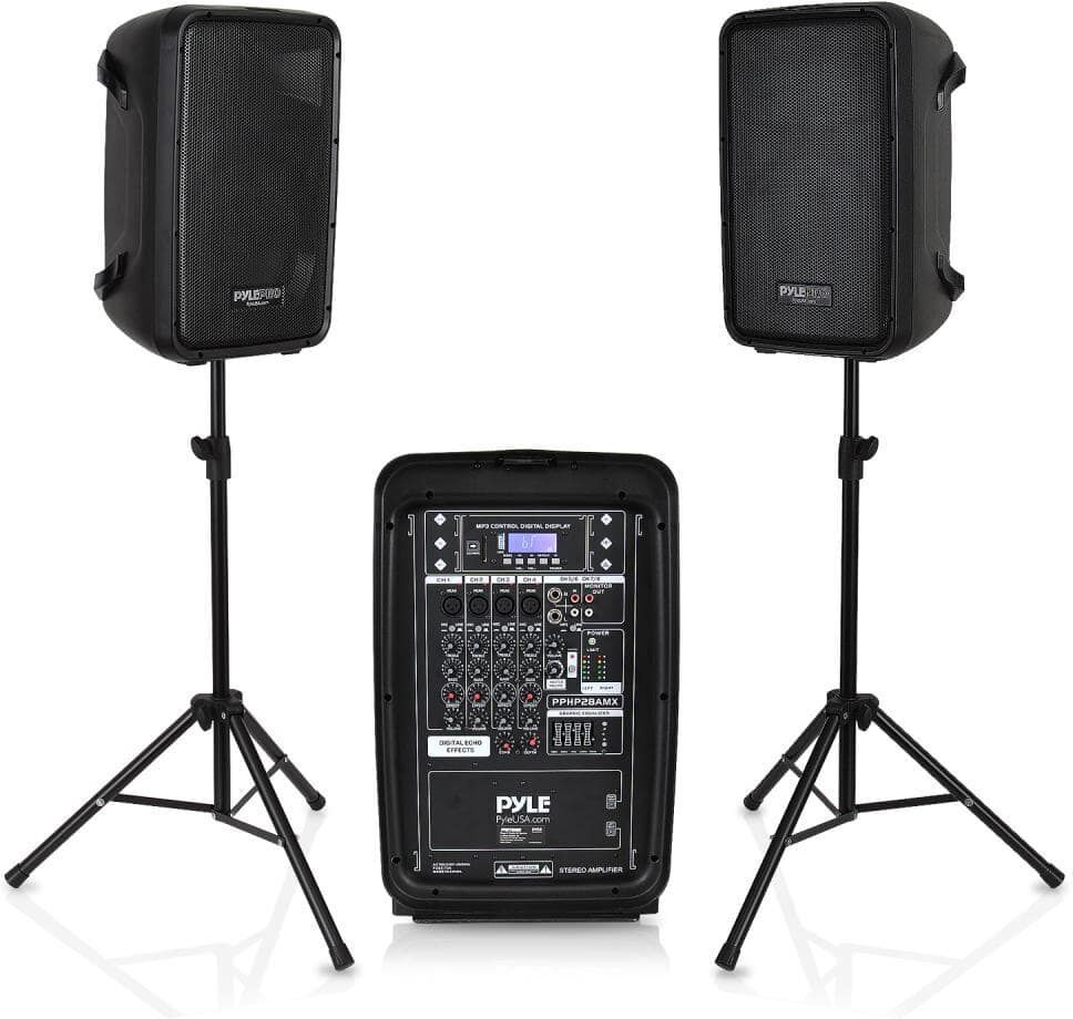 Pyle Stage and Studio 8 in. Bluetooth PA Loud Speaker and 8 Channel Audio Mixer