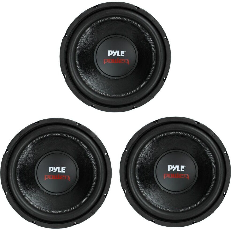 Pyle 12 in. 1600-Watt 4Ohm DVC Black Car Stereo Audio Power Subwoofer Dual Coil (3-Pack)