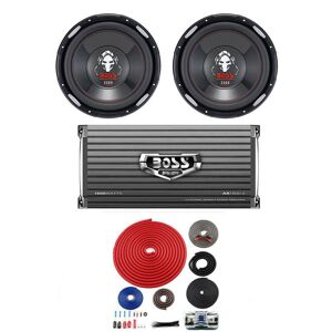 Boss Audio Systems 12 in. 2300-Watt Car Subwoofers Subs and 1600-Watt 2-Ch Amp and 8 Gauge Amp Kit