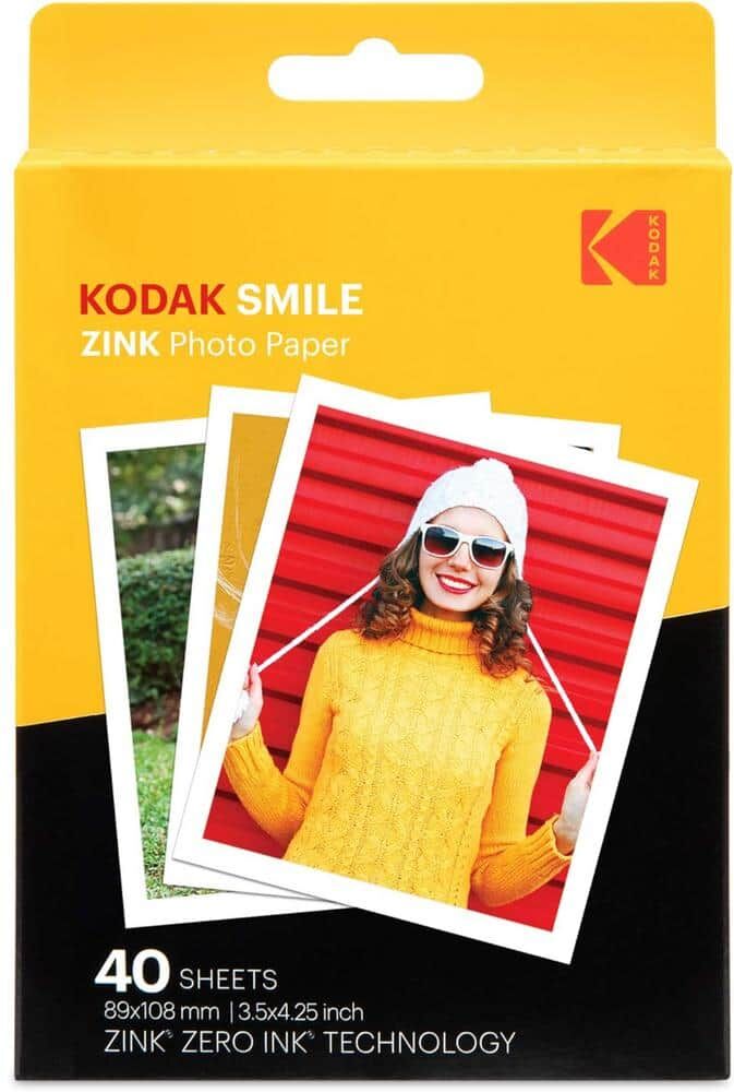 Kodak 3.5 in. x 4.25 in. Premium Zink Print Photo Paper Compatible with Smile Classic Instant Camera (40-Sheets)