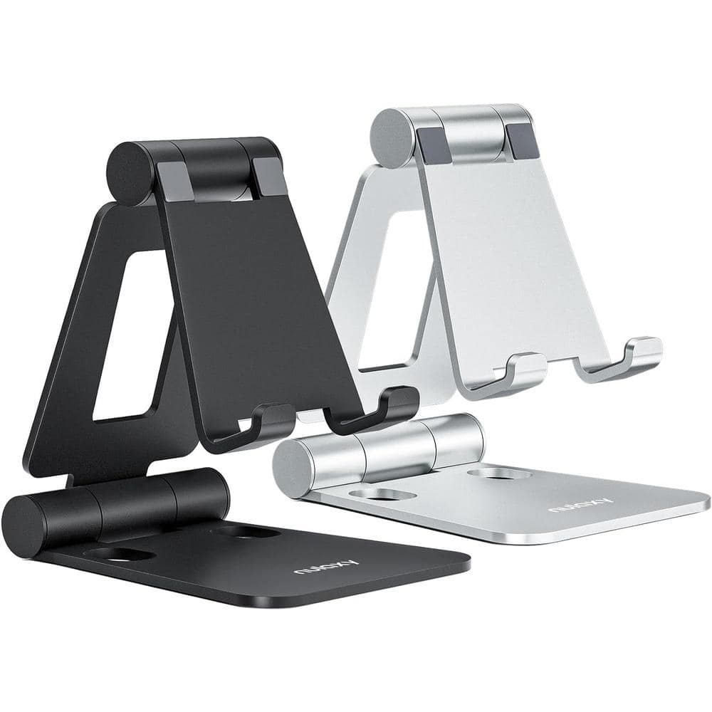 Etokfoks 2-Pack Dual Folding Cell Phone Stand, Fully Adjustable Foldable Phone Holder Cradle Dock
