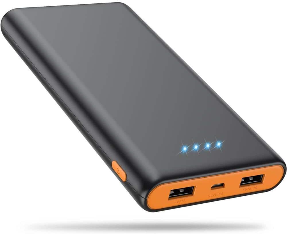 Etokfoks 25800mAh Newest Intelligent Controlling IC Portable Power Bank Fast Phone Charging, Black-Orange