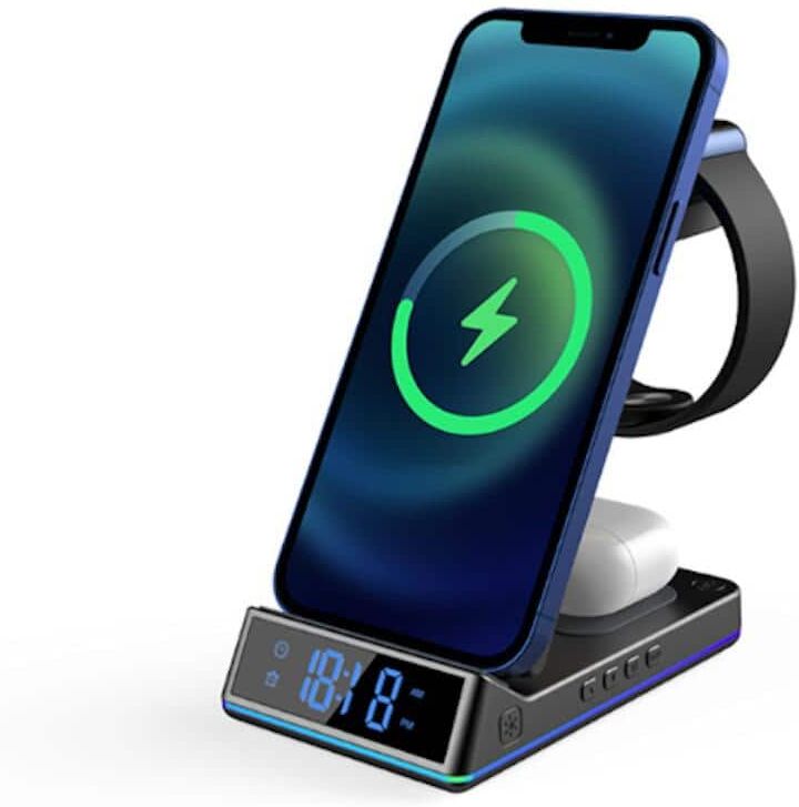 Etokfoks Foldable 5 in 1 Wireless Charging Station Portable Wireless Travel Charger for Phones, Watches and Airpods