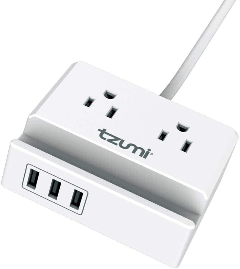 Tzumi Power Dock 2-Outlet Multi-Port Surge Protector and Phone Stand