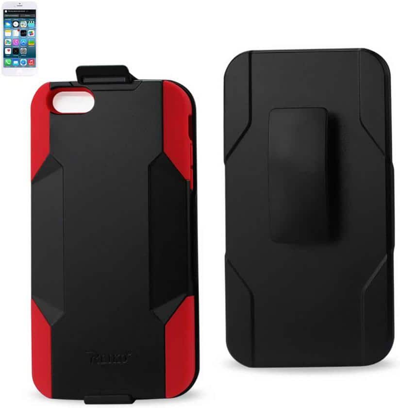 REIKO iPhone 6 Plus 3-in-1 Hybrid Heavy-Duty Holster Combo Case in Red Black