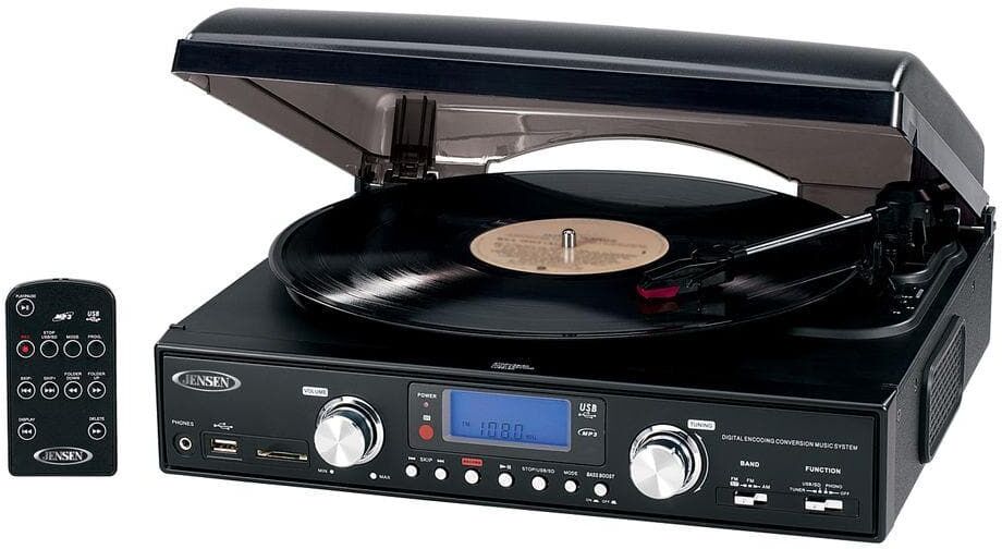 Jensen Digital 3-Speed Stereo Turntable with MP3 Encoding and AM/FM Receiver