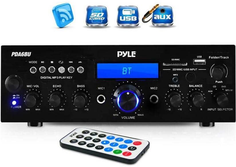 Pyle 200-Watt Bluetooth LCD Home Stereo Amplifier Receiver with Remote and FM Antenna