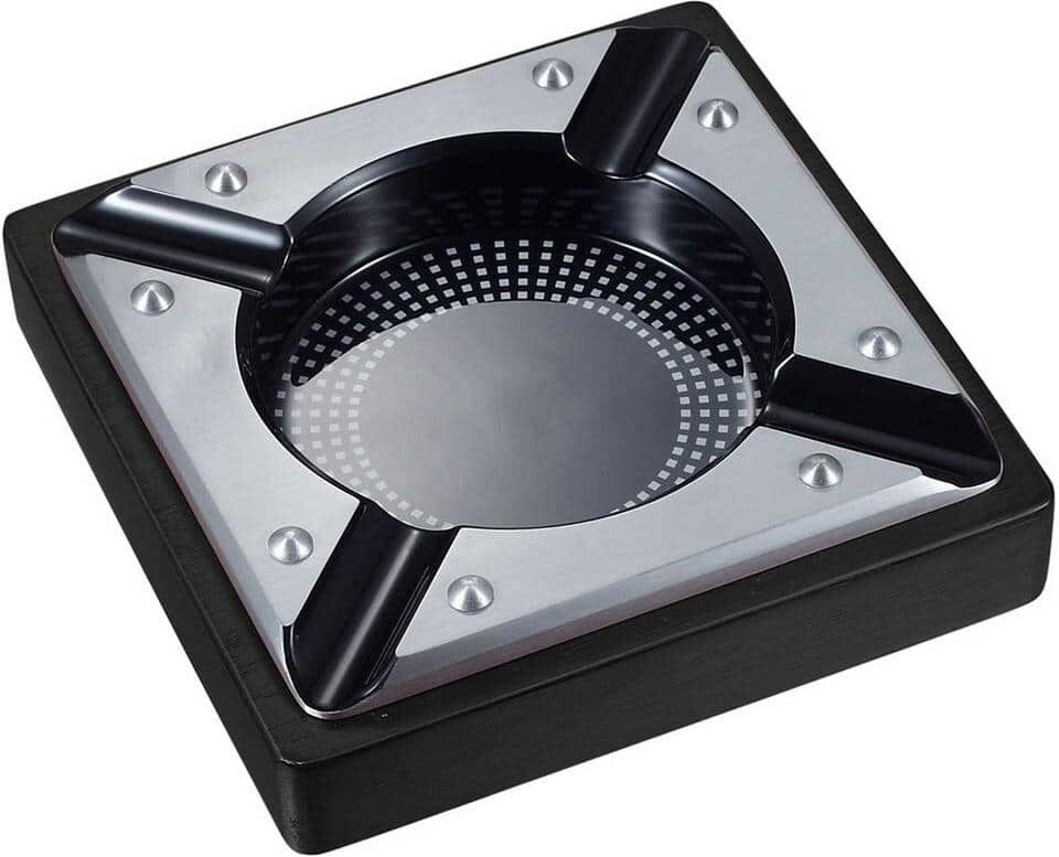 Visol Iris Metal and Black Matte Wood Cigar Ashtray