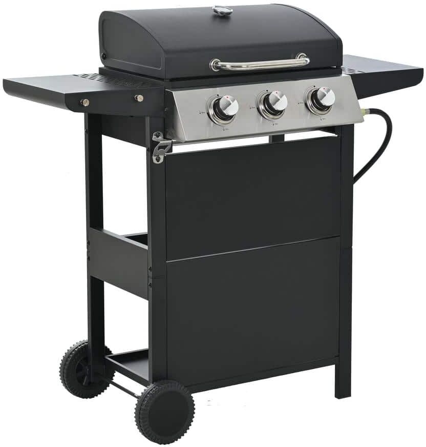 ITOPFOX 3-Burner Propane Gas Grill for Outdoor Cooking in Black with Stainless Steel Cover