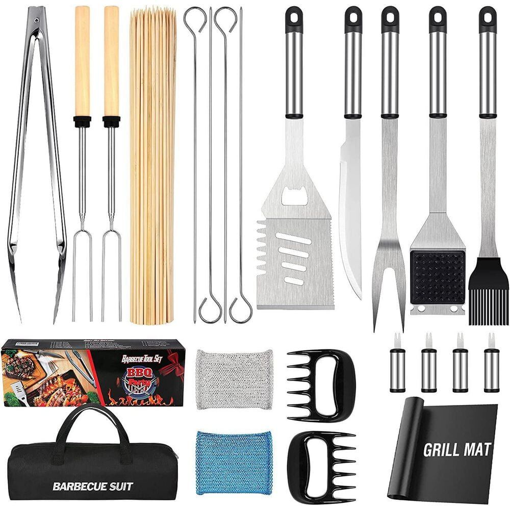 122 Piece BBQ Set Tools Gift, Outdoor Stainless Steel BBQ Tool Set, Outdoor Cooking Accessories