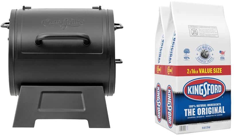 Kingsford 16 lbs. Original BBQ Charcoal Briquettes with Portable Charcoal Grill or Side Fire Box in Black (2-Pack)