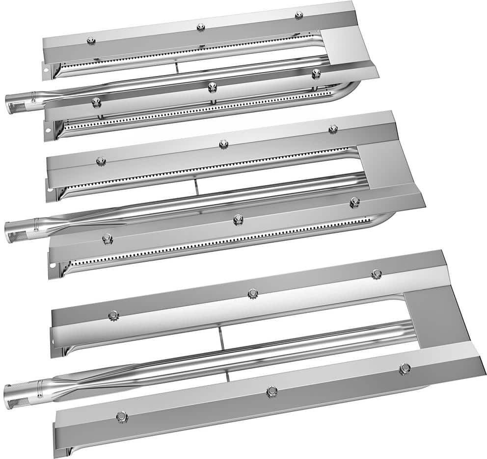 VEVOR Replacement U Burner Stainless Steel Grill Burners 3 Packs BBQ Burners Replacement with Evenly Burn BBQ Replacement Part