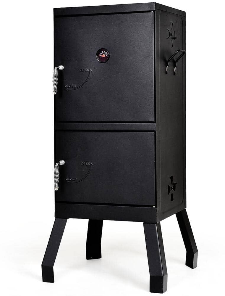 Costway Vertical Charcoal Smoker BBQ Barbecue Grill with Temperature Gauge Outdoor Black