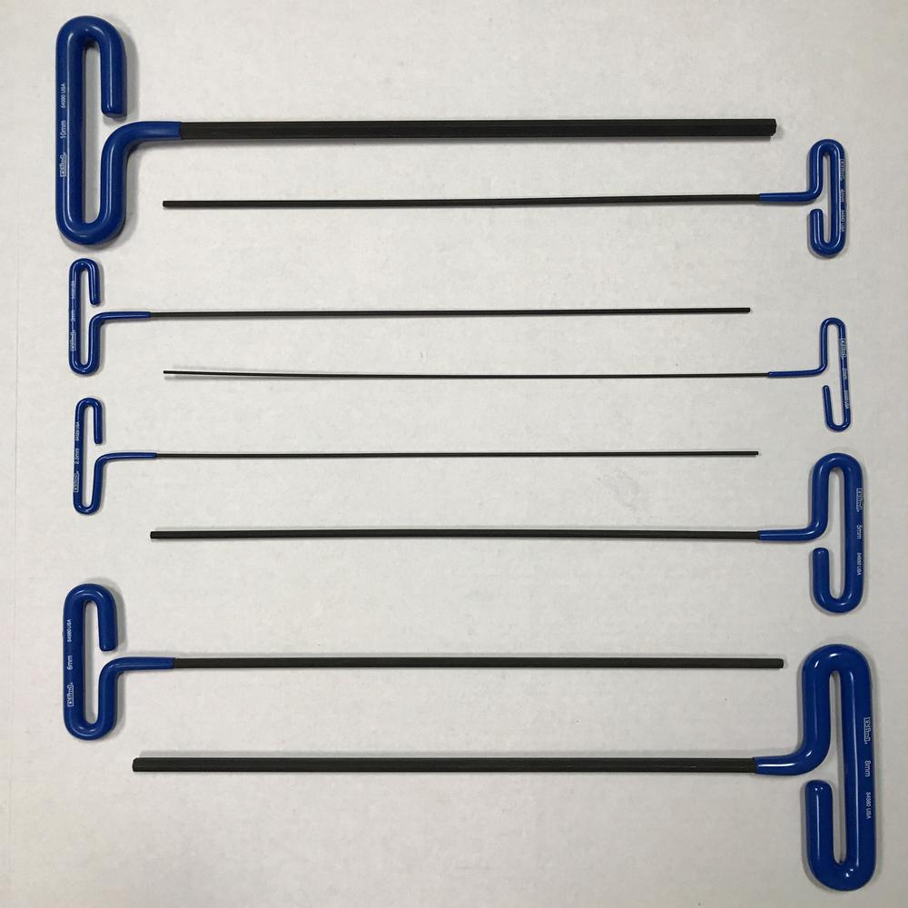 Eklind Cushion Grip Hex T-Key Allen Wrench - 8-Pieces Set Metric MM Sizes 2-10 (15 in. Shaft)