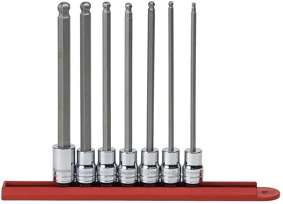 GEARWRENCH 3/8 in. Drive SAE Long Ball End Hex Bit Socket Set (7-Piece)