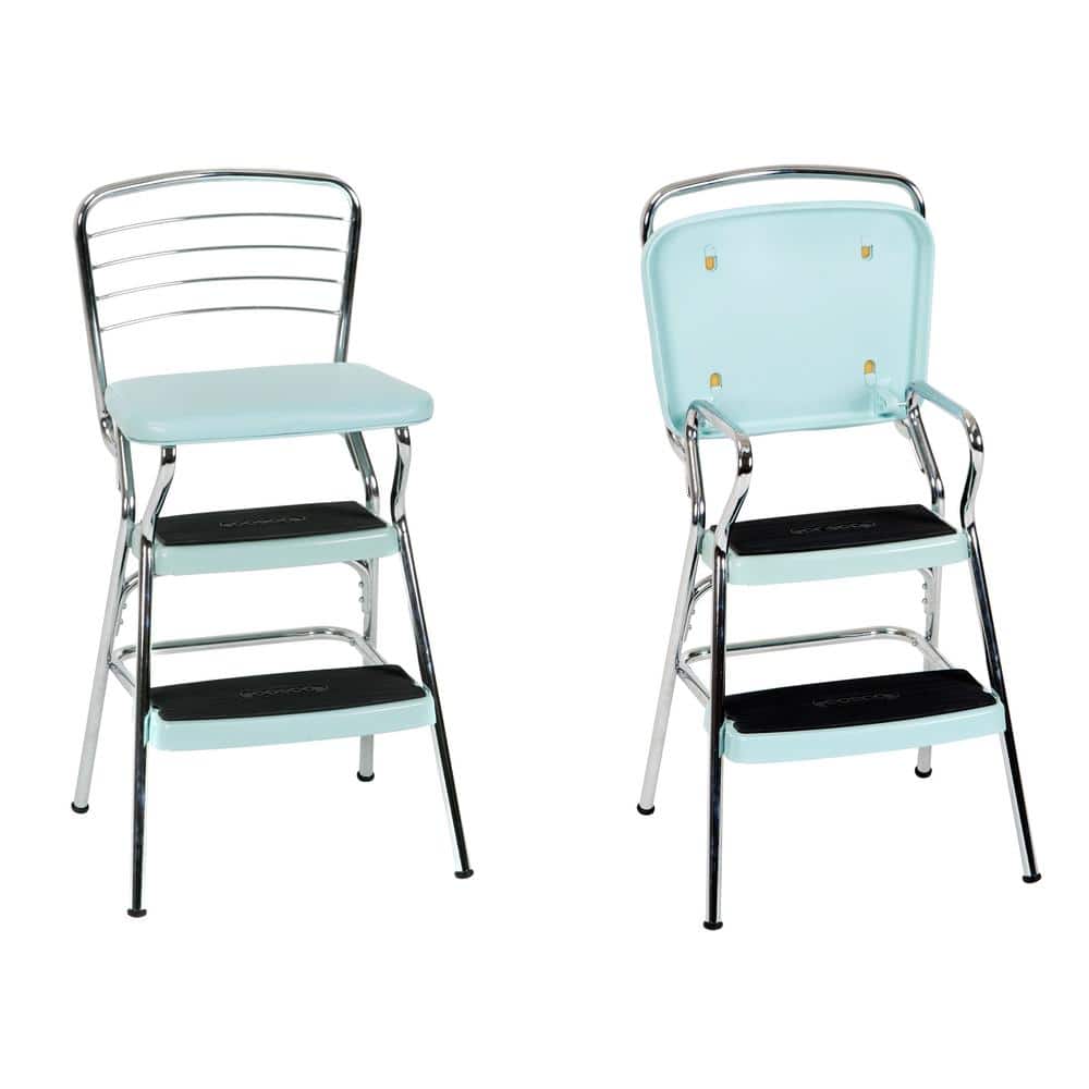 Cosco 2-Step 3 ft. Steel Retro Step Stool with 225 lb. Load Capacity in Teal