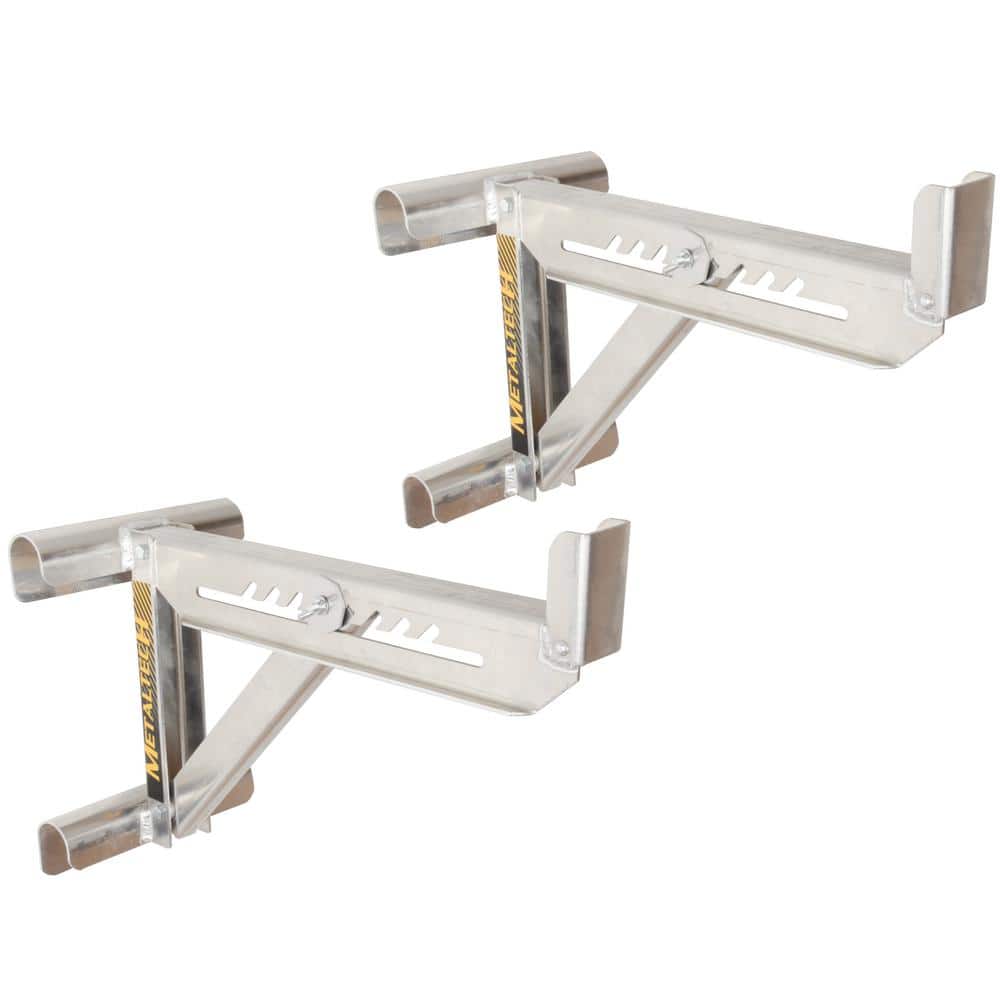 MetalTech 21.75 in. x 10 in. x 16.75 in. Aluminum Adjustable 2-Rung Ladder Jacks for Scaffold Extension Boards or Ladder, (2-Pack)