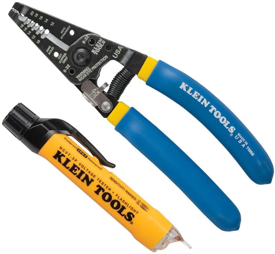 Klein Tools 2-Piece Voltage Tester and Wire Stripper Tool Set